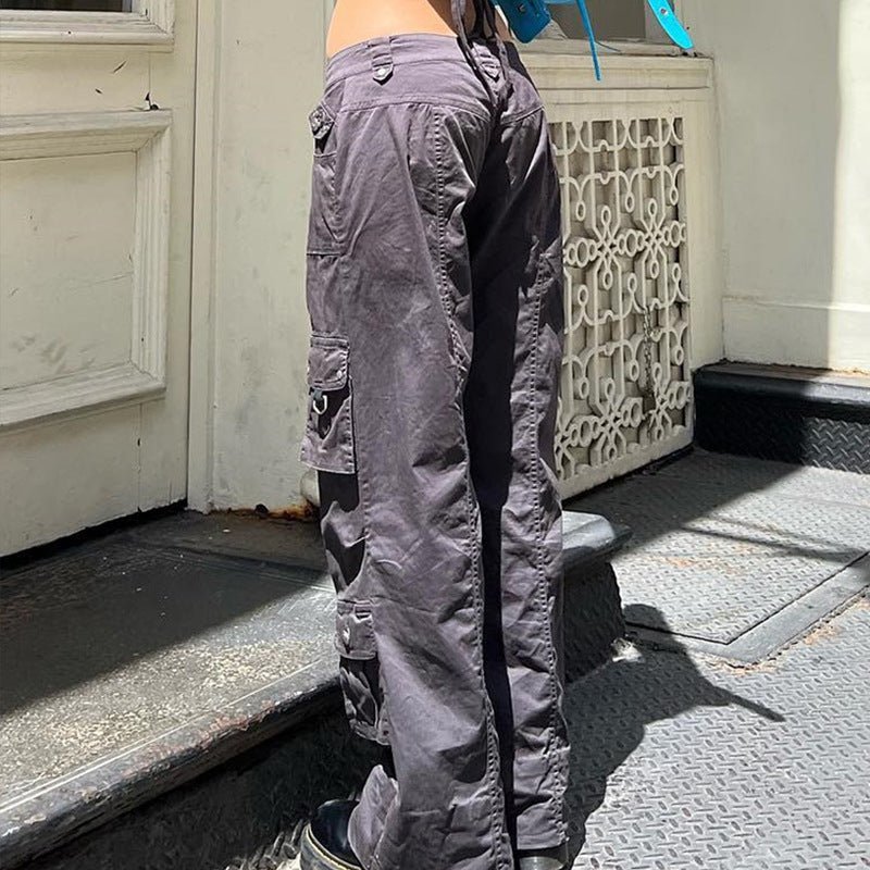 TL337 European And American Street Style Overalls Loose Jeans - Blue&Pink