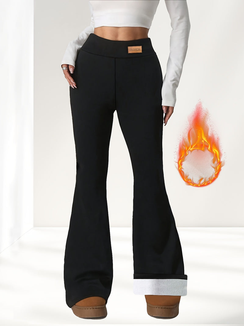 Winter High Waist Stretch Fleece Bell - bottom Pants Slimming Hip Raise - Blue&Pink