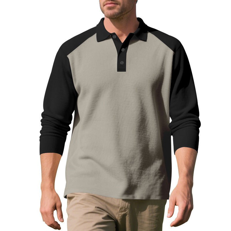 Golf Lapel Long - sleeved T-shirt Bottoming Shirt - Blue&Pink