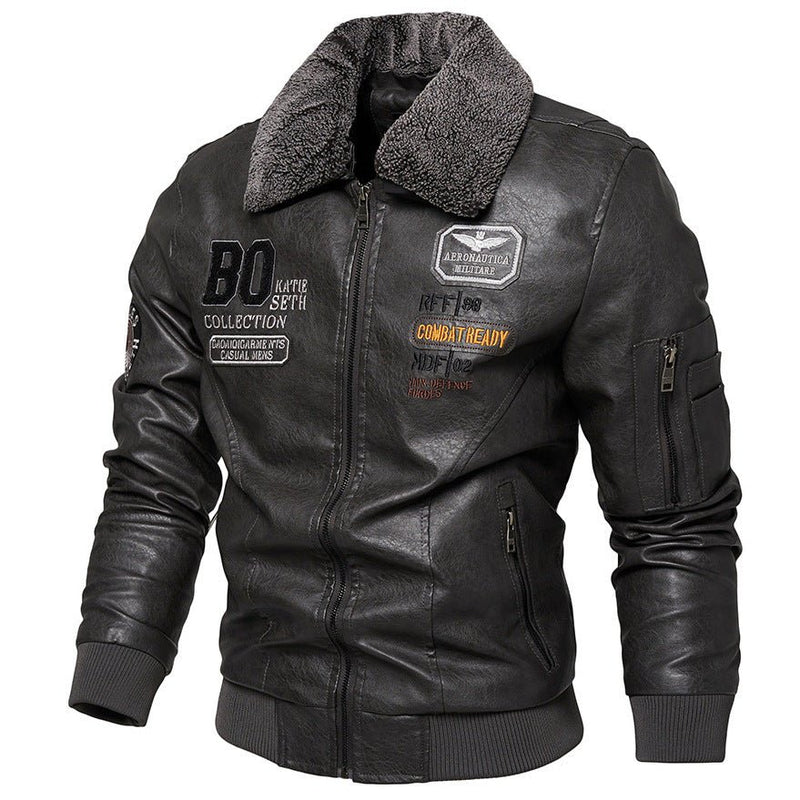 Foreign Trade New Men's Casual Fashion Leather Slim Fit Leather Jacket Coat - Blue&Pink