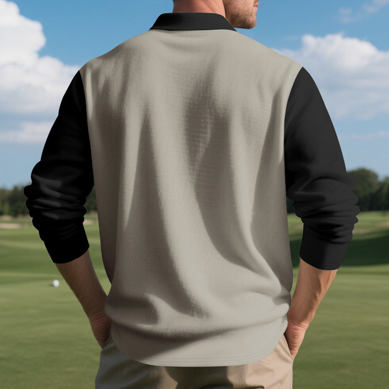 Camisa de golfe de manga comprida com lapela