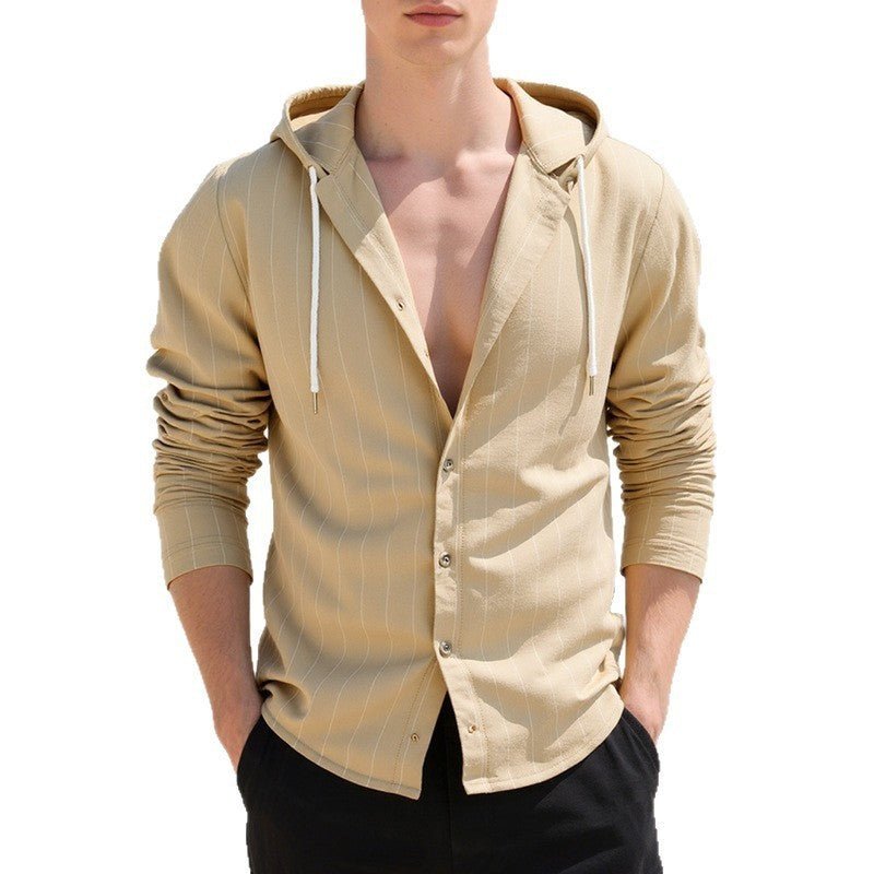 Slim - fit Hood Cardigan Casual Shirt Men - Blue&Pink