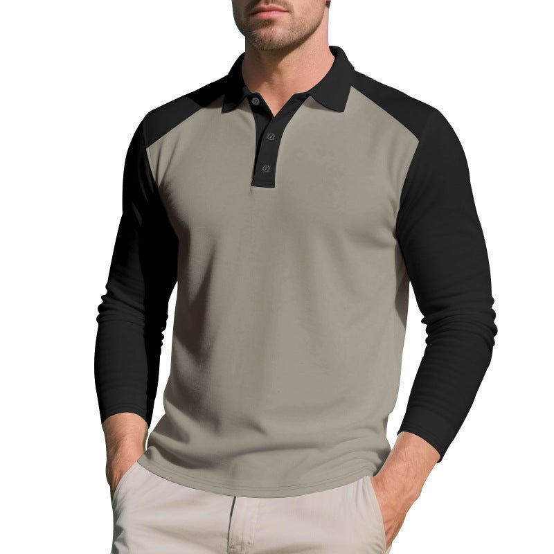 Golf Lapel Long - sleeved T-shirt Bottoming Shirt - Blue&Pink