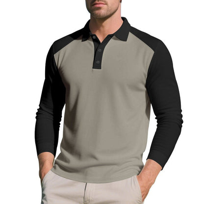 Golf Lapel Long - sleeved T-shirt Bottoming Shirt - Blue&Pink