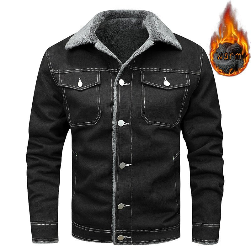 Denim Coat Fleece - lined Men Fashion Brands Jacket - Blue&Pink