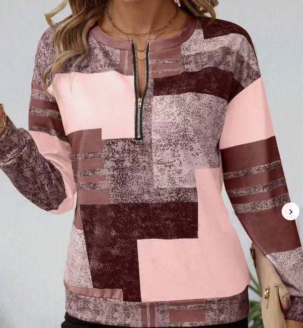 Polo Casual com Fecho e Design Geométrico Único - Blue&Pink