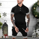 Mens Short Sets 2 Piece Outfits Polo Shirt Fashion Summer Tracksuits Casual Set Short Sleeve And Shorts Set For Men - Blue&Pink