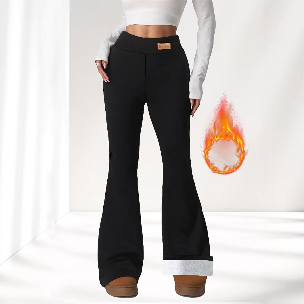 Winter High Waist Stretch Fleece Bell - bottom Pants Slimming Hip Raise - Blue&Pink