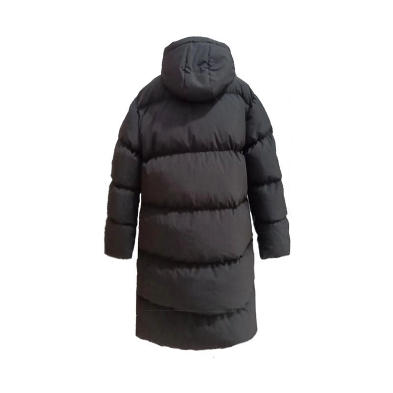 Casual And Comfortable Black Hooded Straight Long Cotton Jacket - Blue&Pink