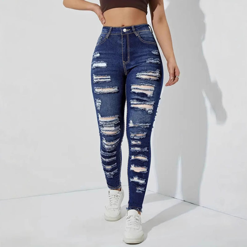 Calças Skinny de Ganga Rasgada – Estilo Rebelde com Conforto