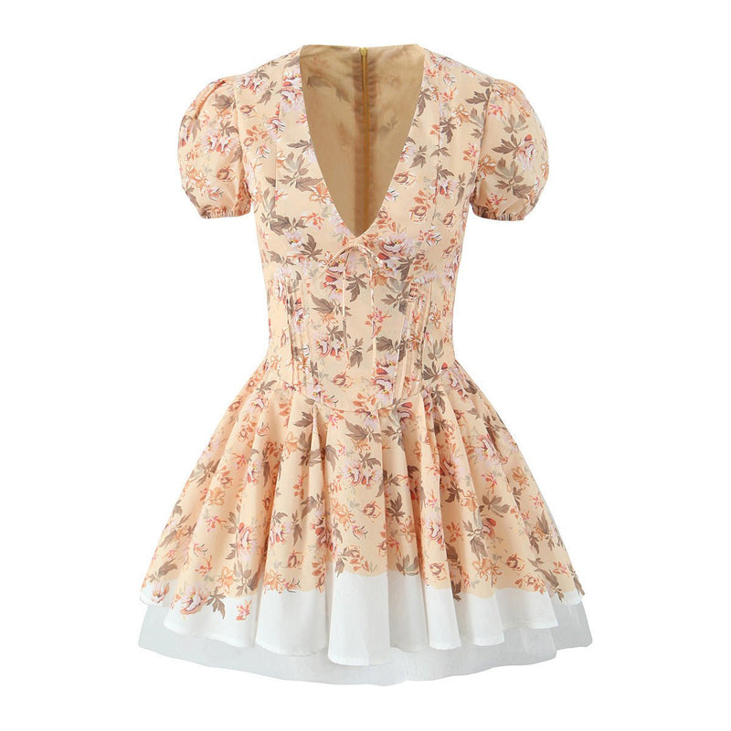 Vestido Curto Romântico Charme Campestre - Blue&Pink