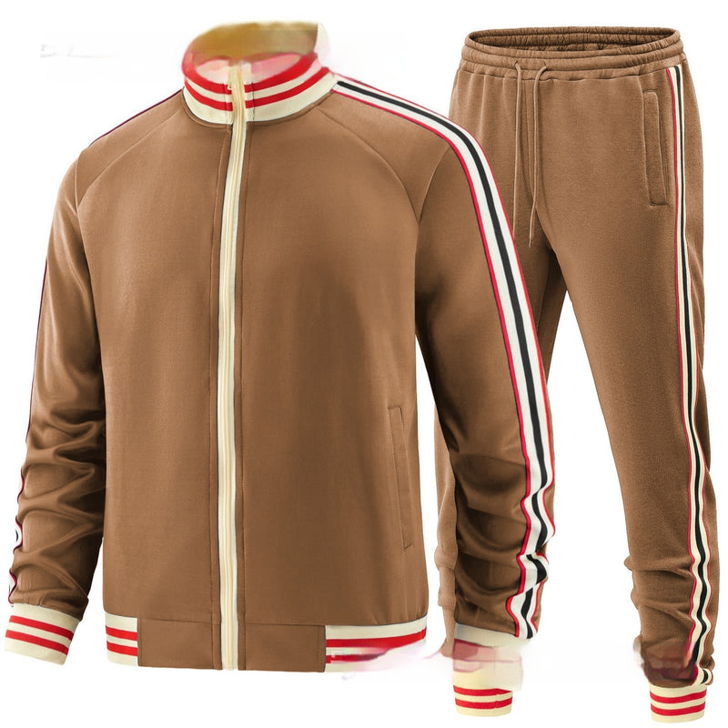 Men's Casual Sports Suit Color Matching Two - piece Set - Blue&Pink