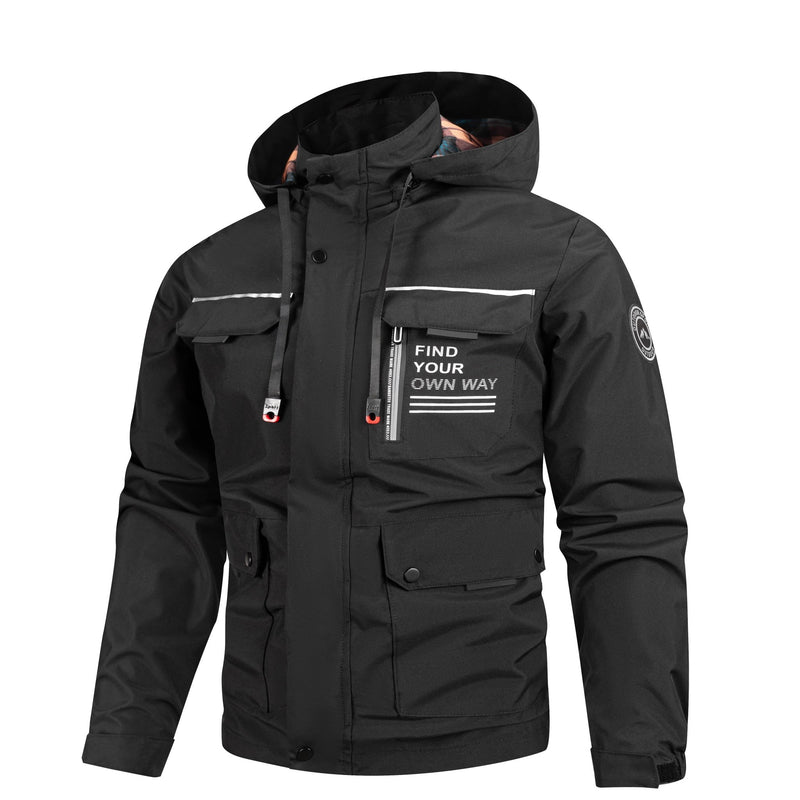 Lightweight Men's Jacket With Hood For Outdoor, Travel, Hiking, Windbreaker, Versatile, Stylish Design - Blue&Pink
