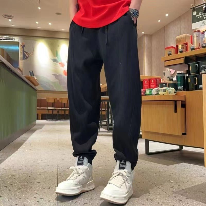 Men's Thickened Spring And Autumn All - match Ankle - tied Loose Harem Pants - Blue&Pink