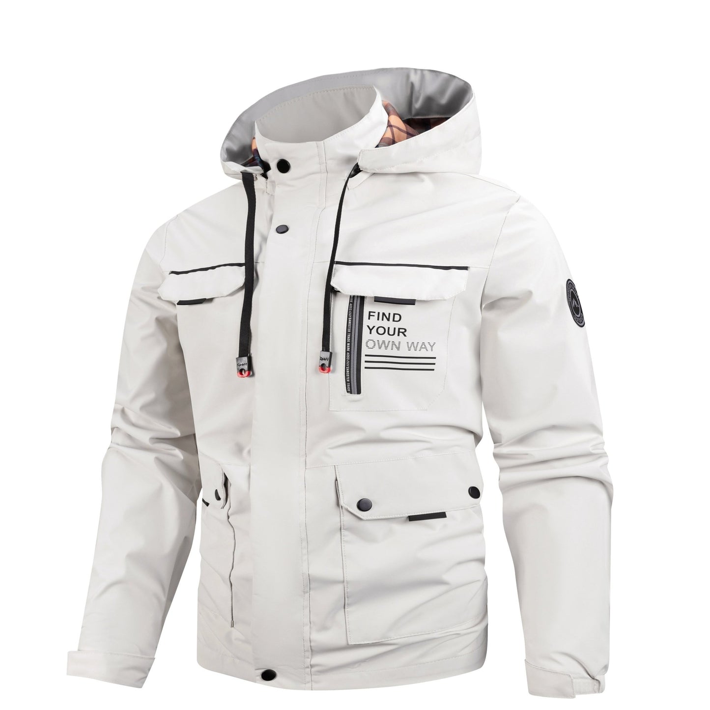 Lightweight Men's Jacket With Hood For Outdoor, Travel, Hiking, Windbreaker, Versatile, Stylish Design - Blue&Pink