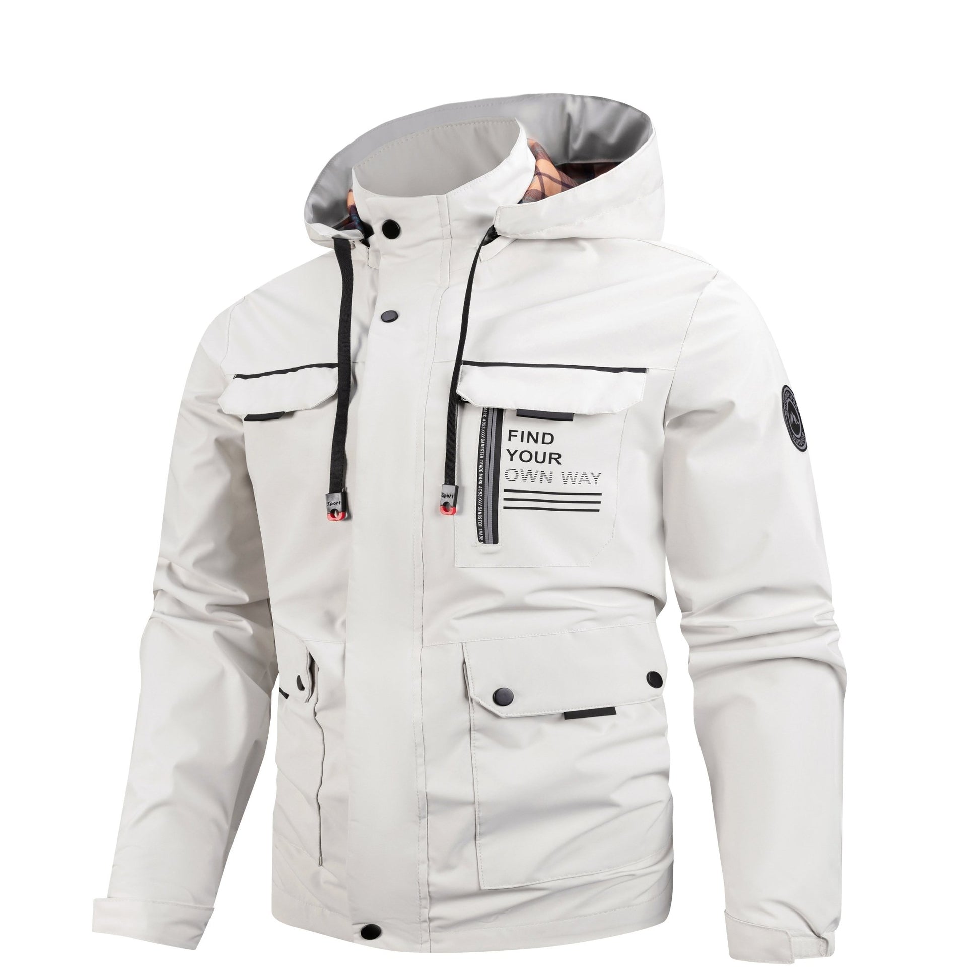 Lightweight Men's Jacket With Hood For Outdoor, Travel, Hiking, Windbreaker, Versatile, Stylish Design - Blue&Pink