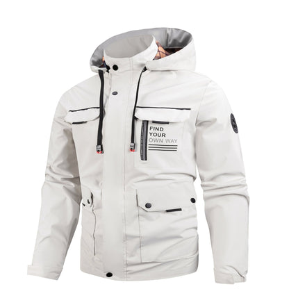 Lightweight Men's Jacket With Hood For Outdoor, Travel, Hiking, Windbreaker, Versatile, Stylish Design - Blue&Pink