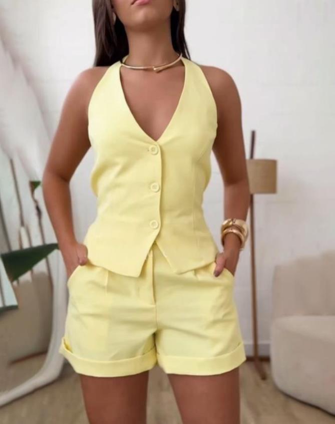 Estilo que Transcende Fronteiras: Conjunto Feminino Casual com Colete Sem Mangas - Blue&Pink