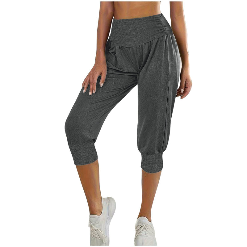 Women's Home Casual Pants High Waist Temperament Ankle - tied Harem Pants - Blue&Pink