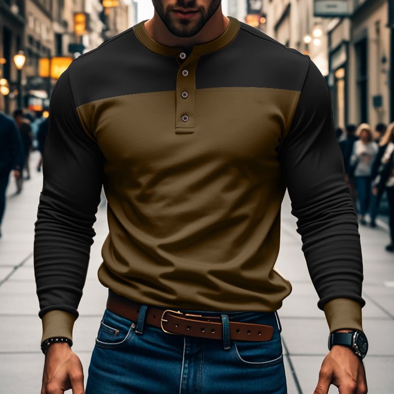 American Slim Fit Commute Henley Shirt - Blue&Pink
