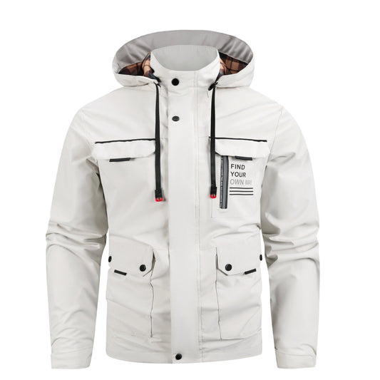 Lightweight Men's Jacket With Hood For Outdoor, Travel, Hiking, Windbreaker, Versatile, Stylish Design - Blue&Pink