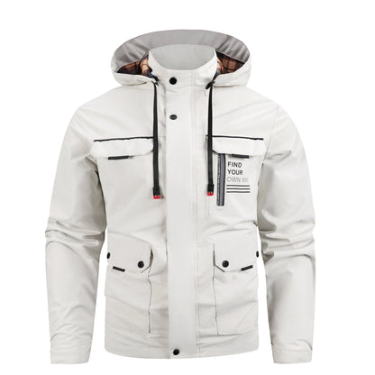 Lightweight Men's Jacket With Hood For Outdoor, Travel, Hiking, Windbreaker, Versatile, Stylish Design - Blue&Pink