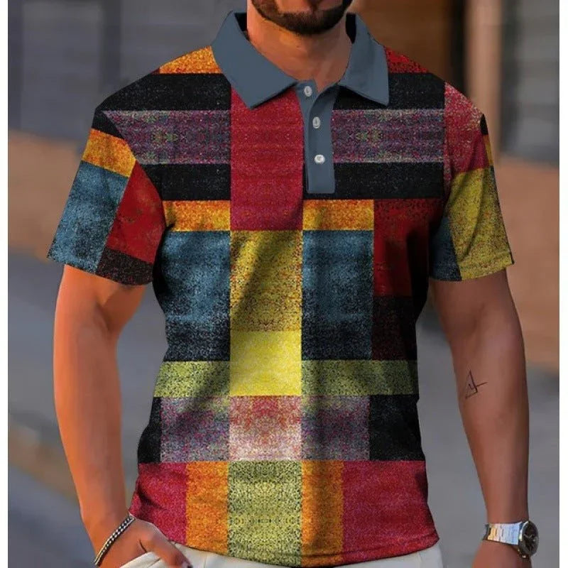 Polo Masculino – Estilo Xadrez com Gola Elegante para Impressionar - Blue&Pink