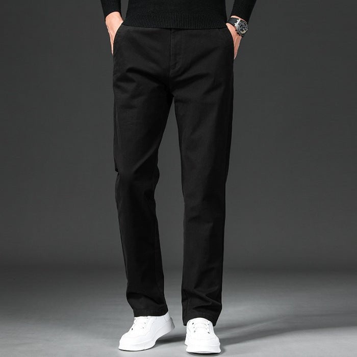 Fall Slim Fit Pencil Pants Thick Twill Cotton Casual Pants - Blue&Pink
