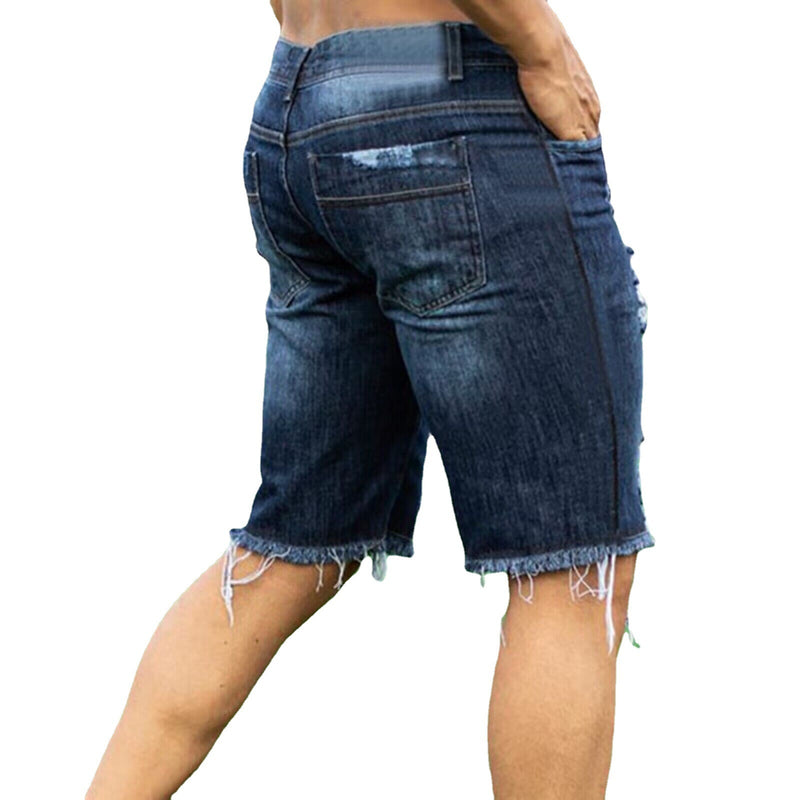 Calções Jeans Slim Fit – Estilo Europeu e Americano - Blue&Pink