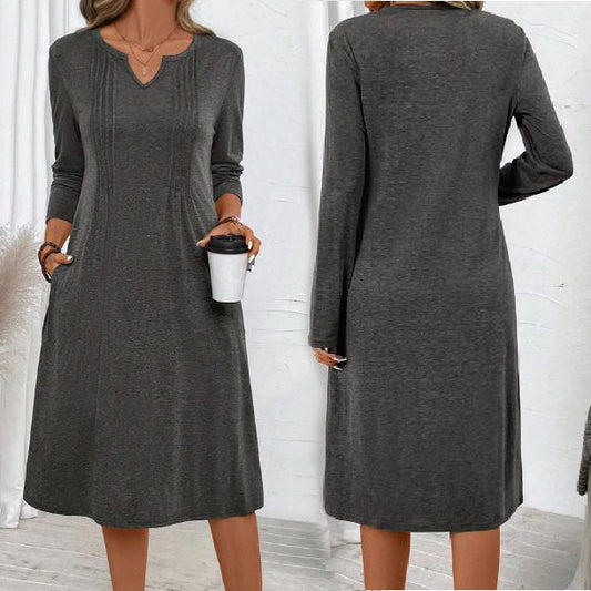 Vestido casual de cor sólida