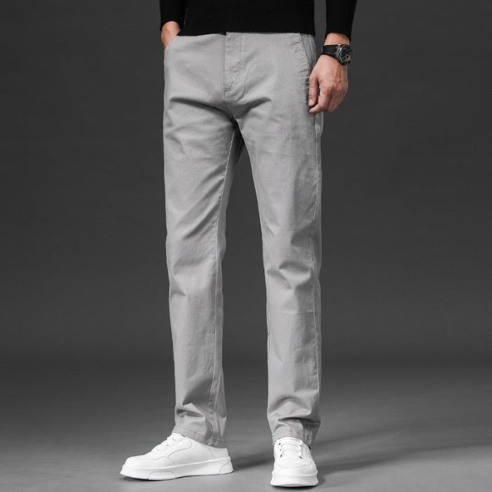 Fall Slim Fit Pencil Pants Thick Twill Cotton Casual Pants - Blue&Pink
