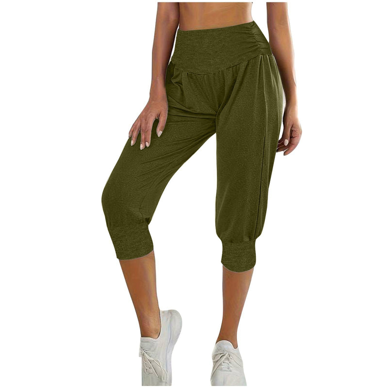 Women's Home Casual Pants High Waist Temperament Ankle - tied Harem Pants - Blue&Pink