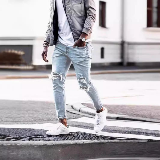 Jeans Masculinos Destroyed – Estilo Lavado e Rasgado para Um Look Cheio de Atitude - Blue&Pink