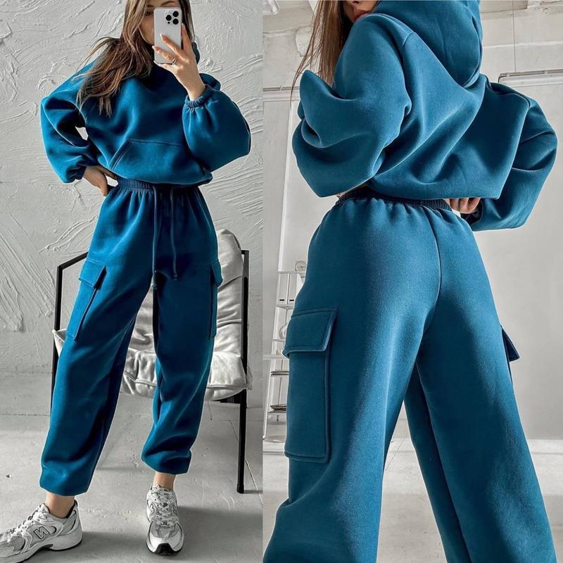 Fashion Sports And Leisure Hoodie Set - Blue&Pink