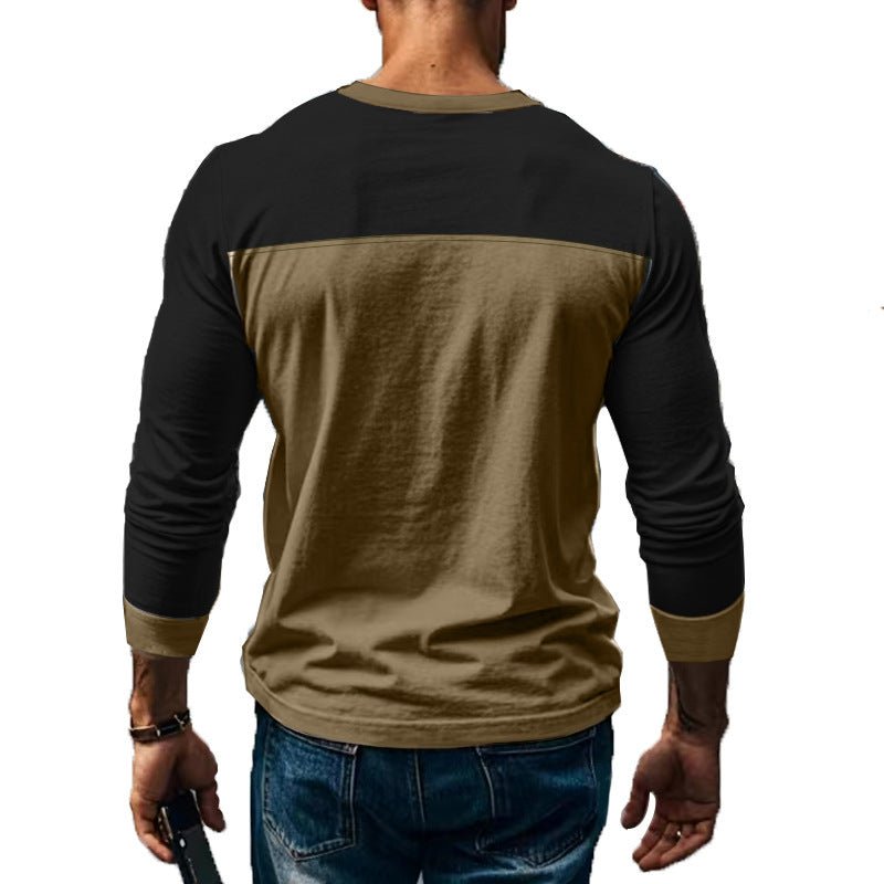 American Slim Fit Commute Henley Shirt - Blue&Pink