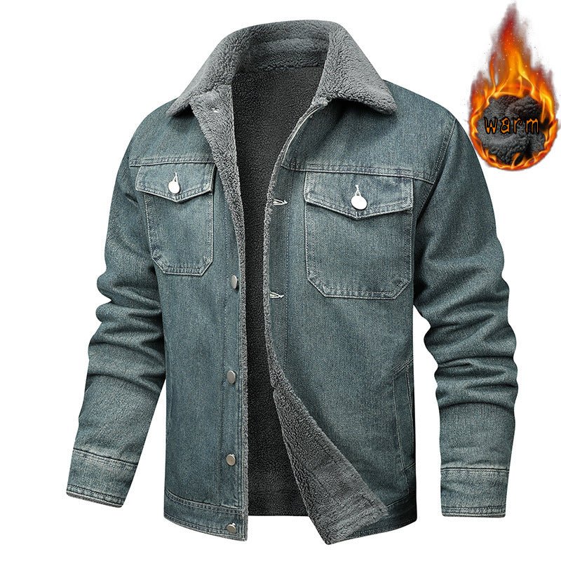 Denim Coat Fleece - lined Men Fashion Brands Jacket - Blue&Pink