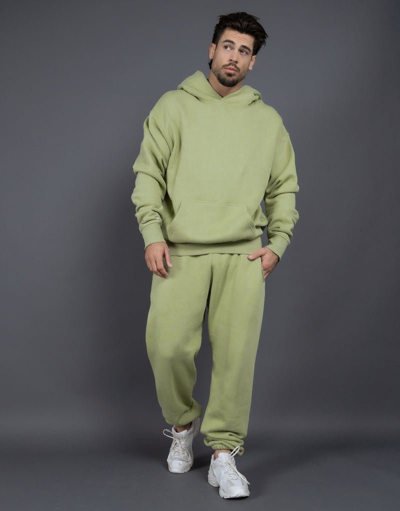 Men's Casual Loose Solid Color Hooded Sweatshirt Pants - Blue&Pink