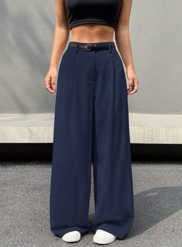 Disposable Ice Silk Breathable Casual Solid Color Wide - leg Pants - Blue&Pink