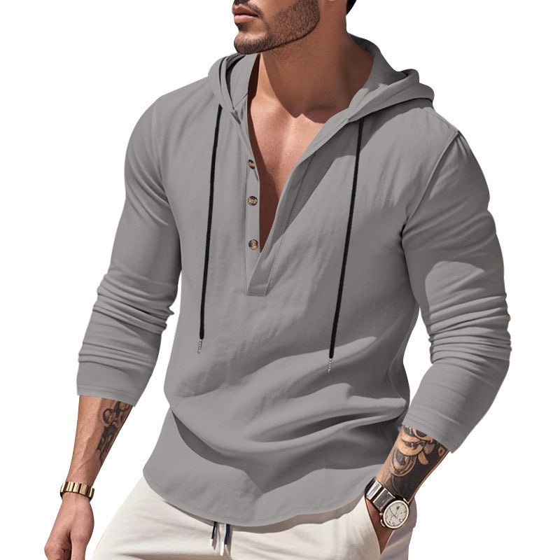Hooded Casual Loose - fitting T-shirt Sweater For Men - Blue&Pink