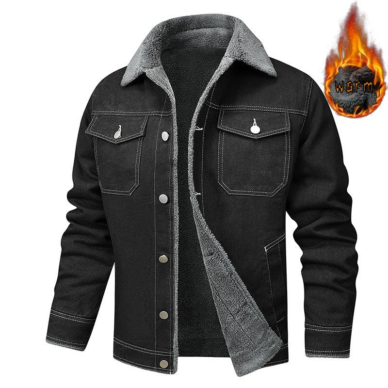 Denim Coat Fleece - lined Men Fashion Brands Jacket - Blue&Pink