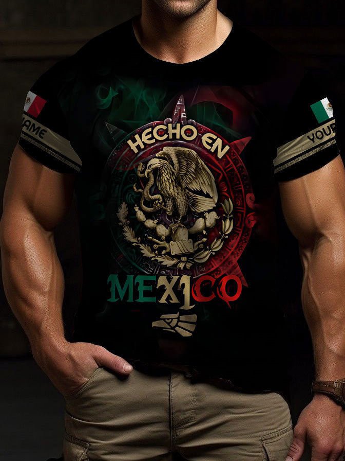 Men's Short - sleeved T-shirt Business Casual Series Digital 3D Printing - Blue&Pink