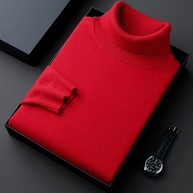 Imitation Knitwear Men's Turtleneck Color Thick Bottoming Shirt - Blue&Pink