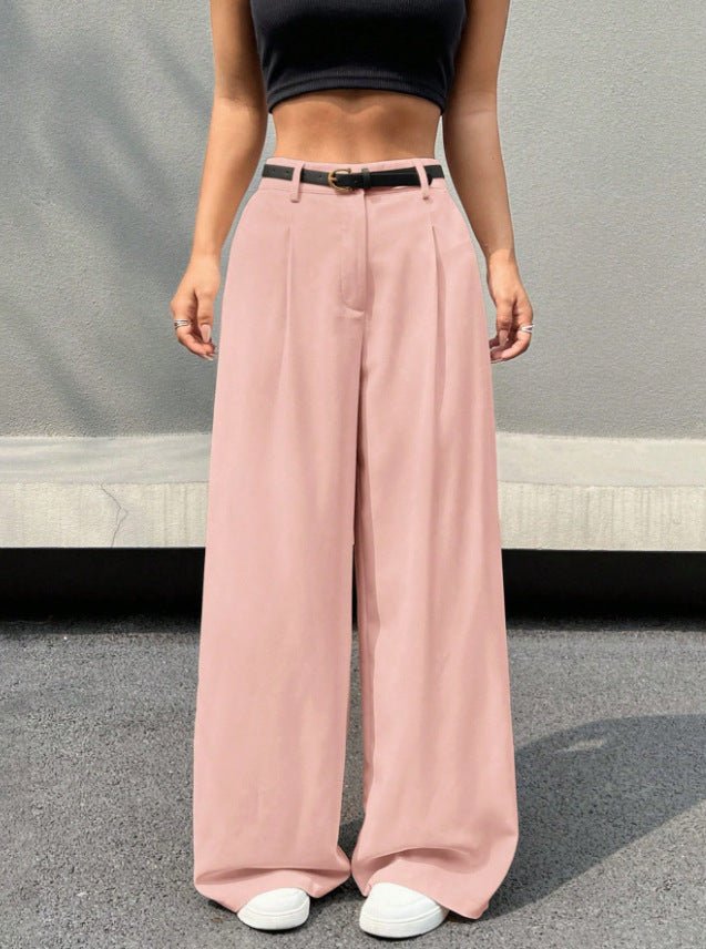 Disposable Ice Silk Breathable Casual Solid Color Wide - leg Pants - Blue&Pink