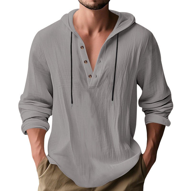 Hooded Casual Loose - fitting T-shirt Sweater For Men - Blue&Pink