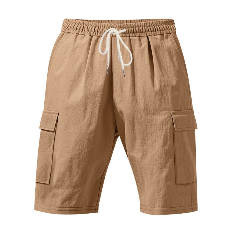 Men's Air - permeable Beachwear Linen Loose Multi - pocket Casual Shorts - Blue&Pink