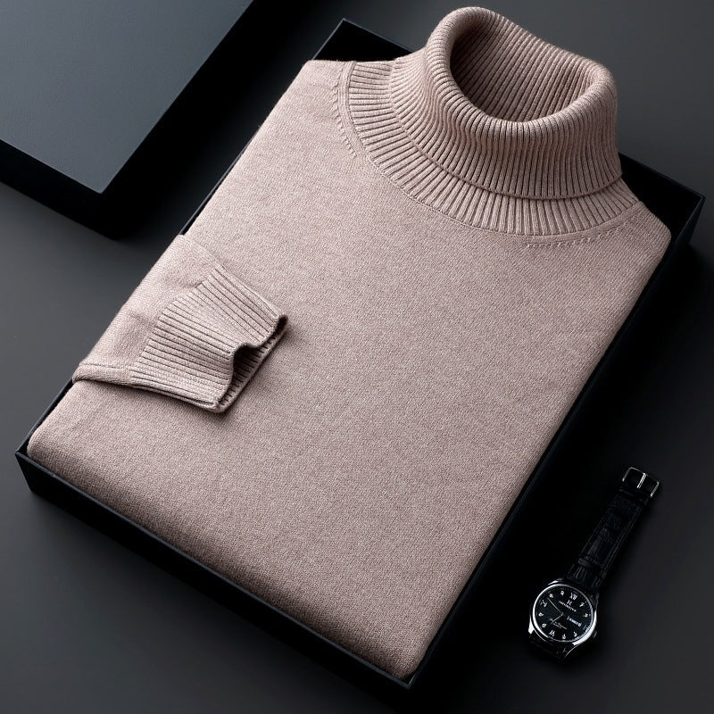 Imitation Knitwear Men's Turtleneck Color Thick Bottoming Shirt - Blue&Pink