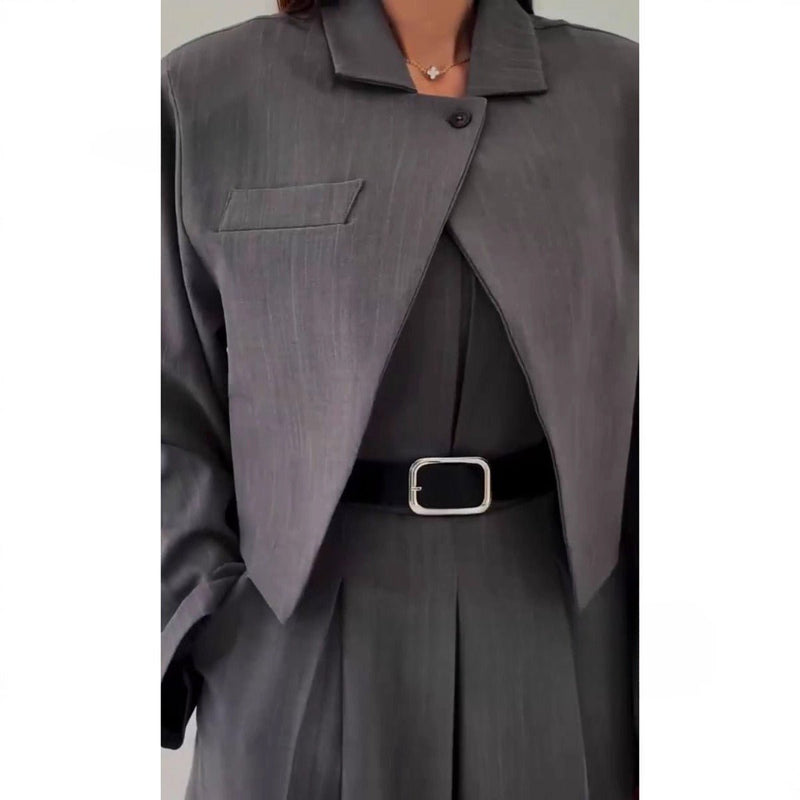 Off - the - shoulder Jumpsuit Jacket Women's Commuter Suit - Blue&Pink