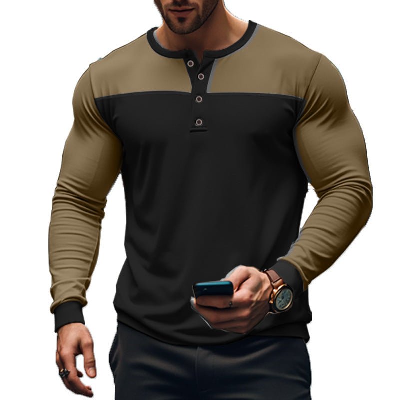 American Slim Fit Commute Henley Shirt - Blue&Pink