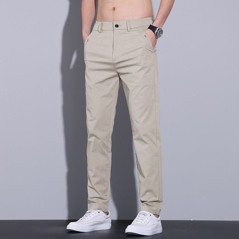 Men's Springsummer Business Casual Pants Straight Slim Fit Breathable Men's Pants - Blue&Pink