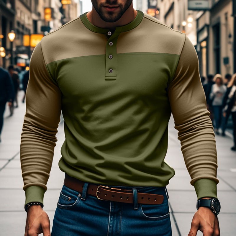 American Slim Fit Commute Henley Shirt - Blue&Pink